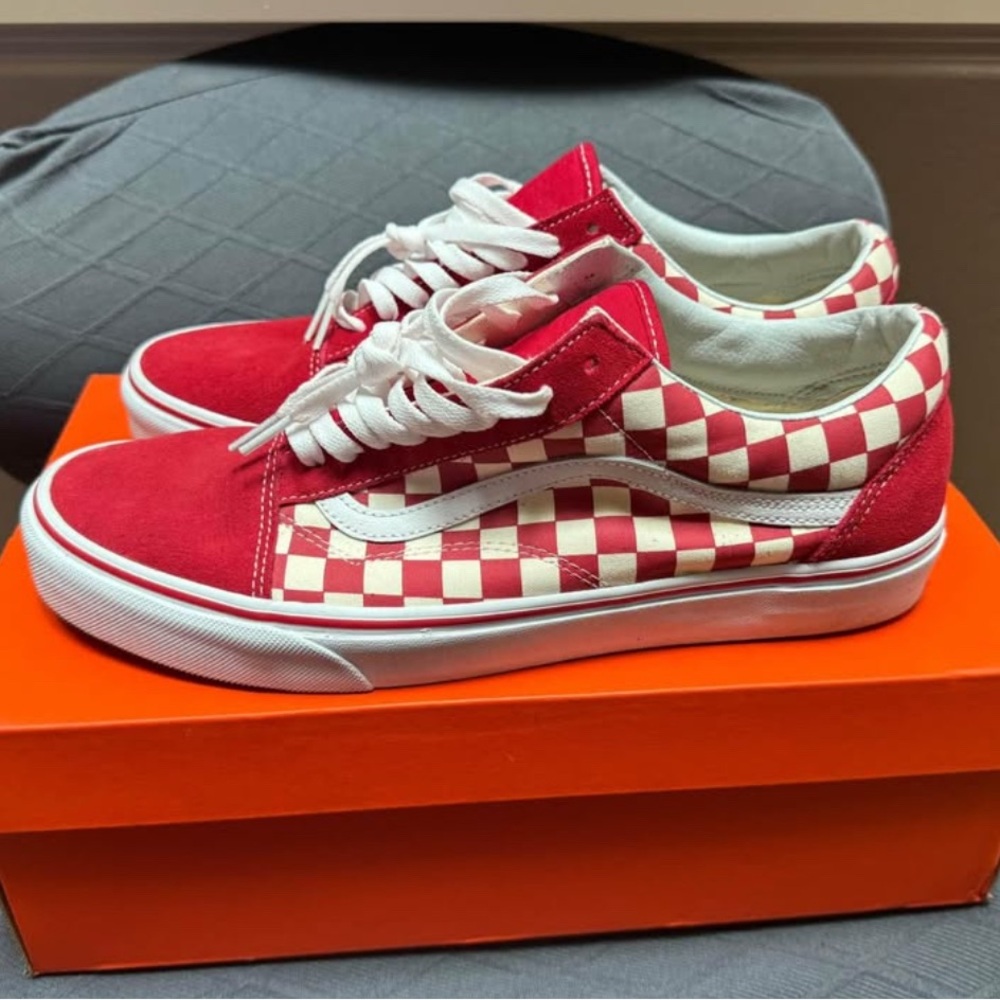 Red and White Checkered Sneakers